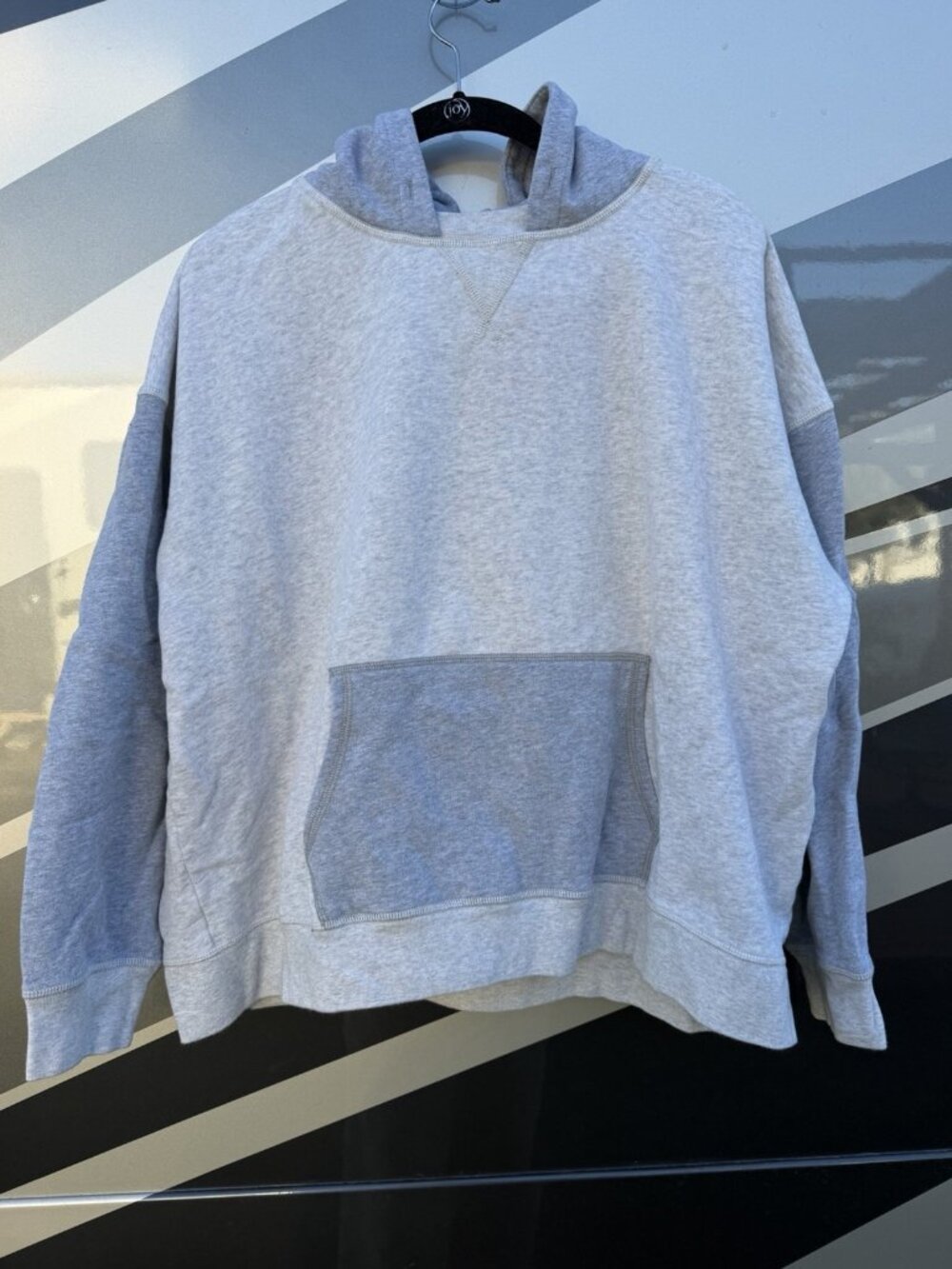 Vintage Y2K American Eagle gray colorblock loungewear boxy hoodie L college